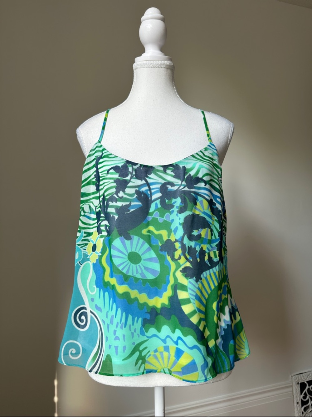 BIANCA NYGARD Y2K Floral Retro Disco Festival Stappy Tank Top Size 8P